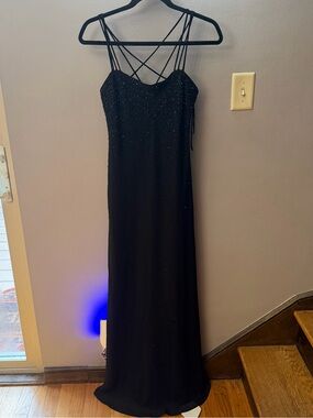 Vintage 90’s Chelsea Niles Elegant Black Strappy beaded Evening maxi Dress